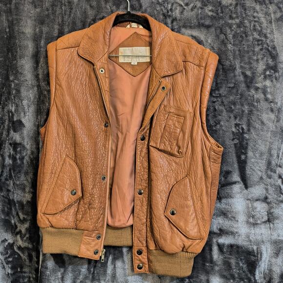 Pacesetter Brown Leather Vest Vintage Men's Medium